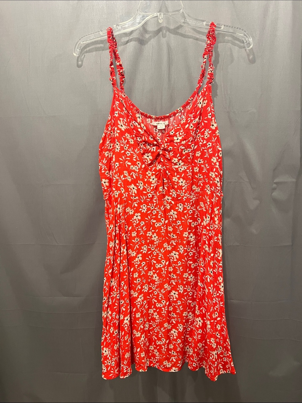 O'Neill Coral and White Floral Spaghetti Strap Sundress